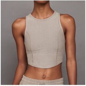 Beyond Yoga Women's Spacedye Motivate Crop Tank Sz‎ Medium Birch Heather